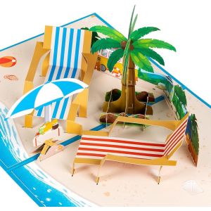 Checarzhn--No1-Carte Pop-Up 3d De Vacances À La Plage - Carte De V?Ux Pop-Up - Carte D'anniversaire « Thinking Of You » Pour Toutes Les Oc Ns. - Neuf