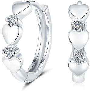 Kal-Boucles D'oreilles Créoles En Argent 925 Pour Femme - En Argent Sterling 925 - Étoile - Rondes - Petites Créoles Avec Zircone Cubique - Hypoallergéniques - Pour Cartilage - Bijoux Pour La - Neuf