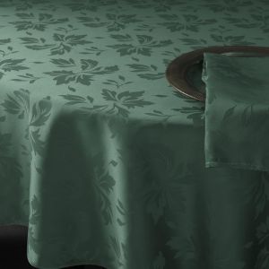 Petite Nappe Ronde 120 Cm Menthe Verte,Moderne Et Chic En Jacquard Floral,Imperméable,Facile À Entretenir,Pour Fêtes Printanières En Jardin, Pâques, Goûters De Thé En Extérieur,Table Basse - Neuf