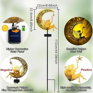 Lampes Solaires De Jardin,Decoration Jardin Exterieur Lumière En Forme De Lune,Solaire Exterieur Jardin,Ip65 Étanche Lampe Solaire Led,Led Boule De Verre Lumière Pour Chemin Pelouse,Patio - Neuf