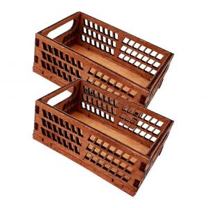 2pcs Maison de poup&eacute;e Bac de rangement Mini maison Caisse Mini maison Paniers lat&eacute;raux creux - Neuf