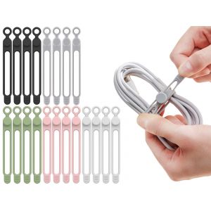 Lot de 20 attaches de c&acirc;ble en silicone pour organiser les c&acirc;bles et les prises de charge - Neuf