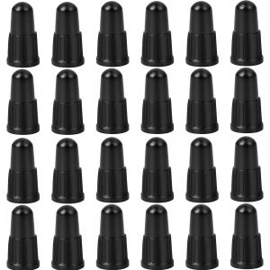 Kal-Bouchon De Valve En Abs, Lot De 24, Bouchons Noirs Compatibles Avec Les Valves Presta Et Françaises, Cache-Pneus Pour Chambres À Air De Vélo, Bouchons Valve Velo, Bouchon Valve Presta Vélo, Capuc - Neuf