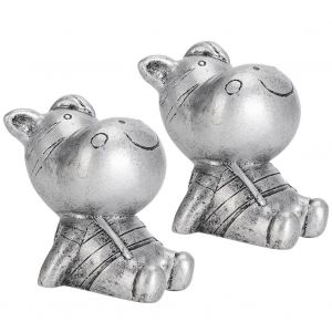 Lot de 2 jolies figurines d'hippopotame en resine, ornements retro, decoration artisanale pour voiture, maison, jardin, cadeau ideal - Neuf
