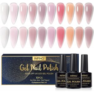 Vernis Semi Permanent Transparent,10 Couleurs Nude Rose Violet Clair Blanc Laiteux Vernis Gel Uv Semi Permanent,Jelly Vernis À Ongles Pour Débutant French Manucure Diy Nail Art, 8 Ml - Neuf