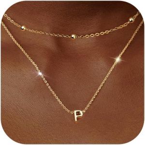 Tianyi-Collier Prenom Personnalisé Multirang Collier Initiale Collier Lettre Femme Argent Nom Collier Avec Petit Pendentif Lettre Collier Prenom Personnalisé Femmes Filles Cadeaux - Neuf