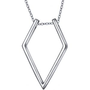 Ouvrir Rhombe Pendentif Collier Argent Sterling 925 Plaqu&eacute; Rhodi&eacute; Mariage Fian&ccedil;ailles Anniversaire Amour Cadeau Pour Elle &Eacute;pouse Fianc&eacute;e - Neuf