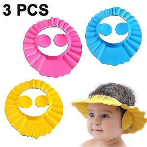 3 Pcs B&eacute;b&eacute; Douche Cap-Doux R&eacute;glable Chapeau Sans Danger Shampoing Douche Niuniu - Neuf