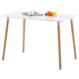 SUBZONAL-Table Salle &agrave; Manger Rectangulaire Scandinave Design Bois pour 4 a 6 Personnes Blanche 110 x 70 x74 cm (Table Seulement) - Neuf
