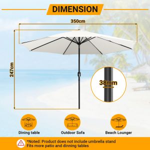 Parasol 3,5 M Modulaire &iquest; Parasol De Jardin &Agrave; Assembler, Pour Terrasse Et Ext&eacute;rieur, &Eacute;cru - Neuf
