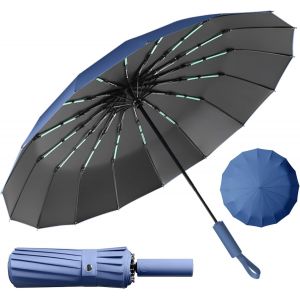 ERSHI-Parapluie Pliant Automatique,Parapluie Pliant Résistant au Vent Durable & Compact 16 Baleines Anti-Tempête, Grand Parapluie [118] - Neuf