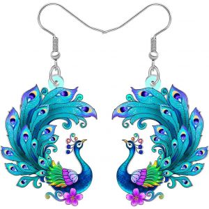 Kal-Paon En Acrylique - Cadeaux Esth&eacute;tiques - Boucles D'oreilles &Eacute;l&eacute;gantes - Oiseau Tropical - Art D&eacute;co - Bijoux Amateurs D'oiseaux - Cadeaux Pour Femmes Et Filles - Maman - Amoureux De La Nature - Neuf