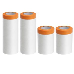 Film De Couverture &Agrave; 4 Rouleaux Avec Ruban Adh&eacute;sif,Film De Couverture Transparent Avec Ruban En Tissu Autocollant Pour Masqueur &Agrave; Bande Dor&eacute;e Et Horloge De Peintre (280cm+240cm+55cm) - Neuf