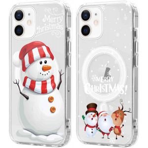 SJZG-2 Pi&egrave;ces No&euml;l Coque Magn&eacute;tique Pour Iphone 12 Mini 5,4'', Etui En Motif Dessin Cadeau De No&euml;l Compatible Avec Magsafe, Housse Christmas Silicone Tpu Bumper Cover Pour Iphone 12 Mini, No&euml;l 07 - Neuf