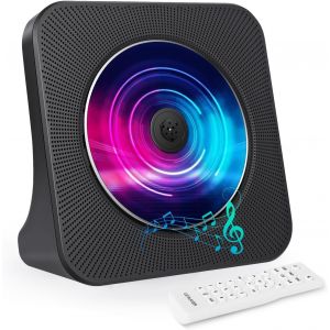 Lecteur CD de bureau avec &eacute;metteur Bluetooth, lecteur radio portable avec haut-parleurs et minuterie, lecteur radio CD avec port AUX/USB, housse de protection contre la poussi&egrave;re, &eacute;cran LCD - Neuf