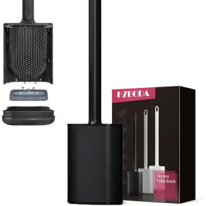 Kgabery-Brosse Toilettes Wc Silicone Noir Suspendu Murale Balai Toilette Wc Silicone Avec Support À Séchage Rapide Mural Balayette Wc - Neuf