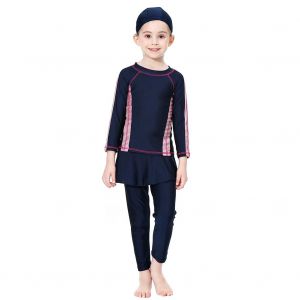Maillot De Bain Deux Pieces A Manches Longues Pour Fille (Bleu Marine, 80 Cm) - Neuf