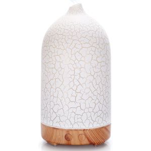Checarzhn--No1-Diffuseurs D'huiles Essentielles Electrique 200ml, Humidificateur Diffuseur Avec 7 Couleurs Lumières Led, Arrêt Automatique Pour Bureau Maison Chambre Salon- Brun Clair - Neuf