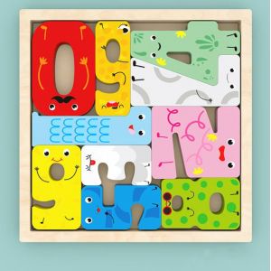 En bois de Puzzle pour les Enfants, de Bois Nombre de casse-tête pour Bébé Pull-Out Puzzle, Bébé 3D Puzzles Montessori Jouets Éducatifs 2 3 4 Ans Puzzle Jouets pour les tout-petits - Neuf