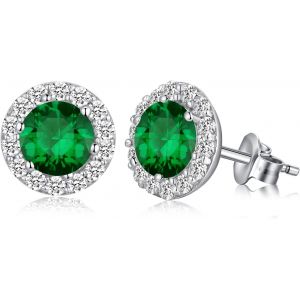 Chenquansarl-Boucles D'oreilles En Diamant Pour Femmes Hommes Halo Boucles D'oreilles Pour Femmes Hommes, Plaqué Or Blanc 18 Carats - Neuf