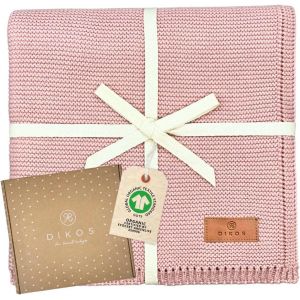 Tianyi-® Couverture Bébé - 100% Coton Bio - Gots - Couverture Nouveau-Né - Pour Toute L'année - Couverture Tricotée Pour Fille Et Garçon - Equipement De Première Qualité - Cadeau (Vieux Rose) - Neuf