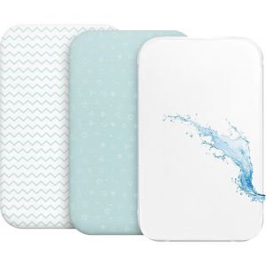 Tianyi-Drap Housse Cododo (Set De 2) + 1 Protège Matelas Impermeable Avec Elastique - 3-En-1 - Taille 55x90 Cm - Compatible Avec Berceaux, Lit Matelas Cododo Bebe - Pour Fille Et Garçon - Motif Bleu - Neuf