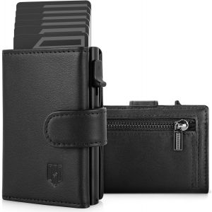 CMJAAGUR-Airtag Porte Carte Credit Homme | Portefeuille Rfid Homme | Portefeuille Porte-Cartes Cuir | Airtag Porte Carte Bancaire Avec 1 Compartiment Pour Esp&egrave;ces (Black)[M192] - Neuf
