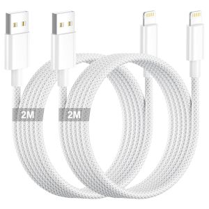 LORANKA-C&acirc;ble iPhone, Cable Lightning 2M/Lot de 2 [Certifi&eacute; Apple MFi], Cable Chargeur iPhone USB Cable iPhone Charge Rapide Cable Lightning USB Fil Chargeur pour IPhone 14 13 12 11 Pro Max/XS/XR/X/8 - Neuf