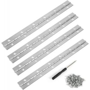 Charni&egrave;re Piano Acier Inoxydable, 4Pcs Charni&egrave;re &agrave; Tige pour Piano Acier Inoxydable Charni&egrave;re Longue, Heavy Duty Poli Charni&egrave;res Piano Inoxydables pour Bo&icirc;te De Rangement Armoires Bateaux - Neuf