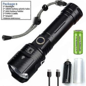 Lampe torche télescopique haute puissance XHP160 1 000 000 lm, port USB, idéale pour le camping, l'extérieur et les situations d'urgence.-Paquet E xhp160 - Neuf