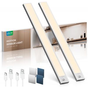 Reglette LED Lampe Cuisine sous Meuble avec Detecteur de Mouvement Interieur-40CM 2200mAh Lumiere Placard sans Fil Rechargeable pour Dressing Escalier Armoire|2 Pack - Neuf