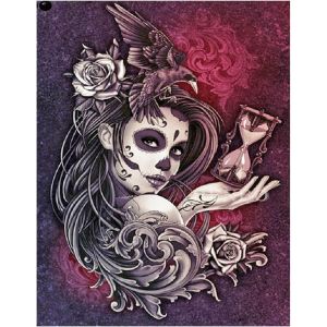 Ayuhr-Peinture Diamant Pierres Carrées Carre 40x50 Cm Diamond Painting Square Drill Crâne Beauté Broderie Diamant Crane Catrina Avec Sablier Diamond Painting Tete De Mort Tête De Mort Skull Pour Adul - Neuf