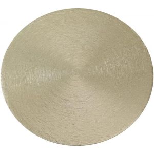 KALANKA-Assiette à Bougie Aluminium doré Ø 14cm Assiette décorative Porte-Bougie Brossé Soucoupe Brossée - Design 10450 - Neuf