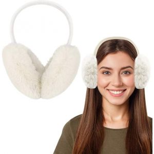 Cache-Oreilles Hiver Blanc Chaud, Cache-Oreilles Oreille De La Protection De Dames Pliant En Hiver En Peluche De Plein Air De Fausse Fourrure Cache-Oreilles En Peluche Chaud D'annulation De Bruit - Neuf