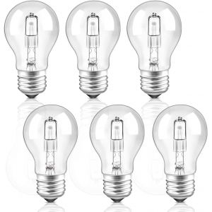 E27 42w Ampoule Halogène Dimmable, Ampoule Globe A55 E27 Culot Edison À Vis, Blanc Chaud 2700k 650lm, Ac 220-240v, Ampoule E27 Transparente Pour Plafonnier, Applique, Lampe De Table, Lot De 6 - Neuf