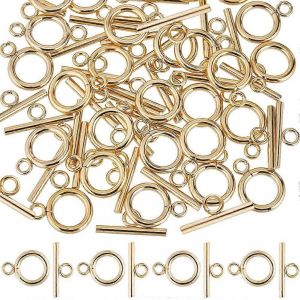 1 Boîte De 30 Fermoirs Plaqués Or 18 Carats, Fermoirs À Bascule, Barre En T Et Anneaux En O En Vrac, Fermoir À Bascule En Acier Inoxydable À Extrémité Ot Pour La Fabrication De Bijoux. - Neuf
