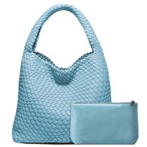 Sac tiss&eacute; pour les Femmes, le Bleu de la Glace Tiss&eacute; V&eacute;g&eacute;talien en Cuir Fourre-tout, &Eacute;paule et Poign&eacute;e Sup&eacute;rieure Sac &agrave; main, &Eacute;l&eacute;gant Sac &agrave; main - Neuf