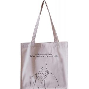 SJZG-Sacs En Toile Epaule Sac Fourre Tout En Toile Sac &Agrave; Bandouli&egrave;re R&eacute;utilisable Sac &Agrave; Provisions Sacs D'&Eacute;picerie Sac Pour Un Usage Quotidien, Faire Du Shopping, Voyager Et Aller &Agrave; L'&Eacute;cole - Neuf