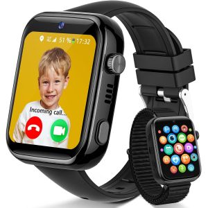 4G Montre Connect&eacute;e Enfants, IP68 &Eacute;tanche Montre Telephone Enfant avec Appels, Appels Vid&eacute;o, Chat Vocal, Whatsapp, Wi-FI, GPS, SOS, Mode &Eacute;cole, Podom&egrave;tre, Smartwatch pour Filles et Gar&ccedil;ons Noir - Neuf
