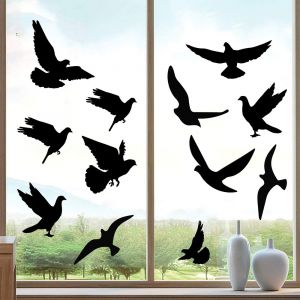 Lot de 3 autocollants muraux amovibles en forme d'oiseau noir pour fen&ecirc;tres et d&eacute;coration int&eacute;rieure - Neuf