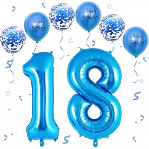 Ballon Anniversaire 18/81 Ans Bleu,101 CM Ballon Chiffre 18,Happy Birthday Decoration Ballons 18 Anniversaire Ballon,Décoration Ballon Numéro pour 18/81-Vole à l'Hélium - Neuf