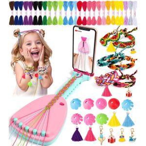 KALANKA-Kit Bracelet Fille, Kit d'artisanat de Bracelet d'amitié avec Support de Téléphone et 35 Fils avec 16 Décorations DIY, Kit Créatif Enfant Jouets, Cadeaux d'anniversaire pour âgés 6 7 8 9 10 1 - Neuf