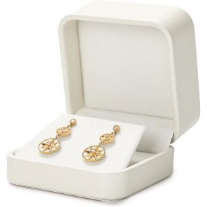 Tianyi-Pu Cuir Blanc Boîte À Boucle D'oreille,Valentin Anniversaire Boîte Cadeau Bijoux Boucle D'oreille Stand D'affichage - Neuf