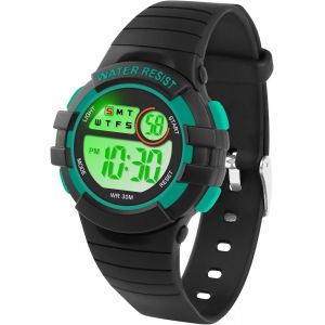 Jgd-Montre Enfant Garcon Fille, Montre Digitale Enfant 7 Lumi&egrave;res Color&eacute;es, Chronom&egrave;tre, Affichage De Date Et Semaine, Mode 12/24h, 30m &Eacute;tanche - Neuf