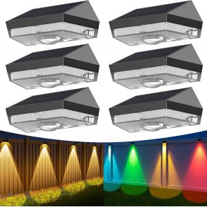 Gjfty-Applique Solaire Exterieur,6 Unités Lampe Solaire De Jardin Extérieure Étanche,Blanc Froid/Lumière Neutre/Blanc Chaud/Rgb,10 Modes Lampe Solaire Pour Cour,Marches,Piscine,Jardin Et Clôture - Neuf