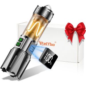 Cmwx-Lampe Torche Led Ultra Puissante, Torche Led Puissante Rechargeable 1000000 Lumen, Lampe Tactique, 2 Interrupteurs, Gradation Continue, Écran Lcd, Pour Situations D'urgence Camping Cadeaux - Neuf