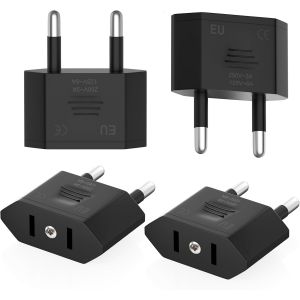 KALANKA-4 pi&egrave;ces Adaptateur Prise USA vers France,Adaptateur Prise USA France,Prise USA vers 2 Broches Euro France, Allemagne,Espagne - Neuf