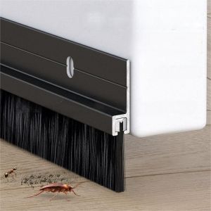 Noir Joint De Porte En Aluminium,Bas De Porte Brosse,Joint Brosse Isolation Phonique Porte,Double Fixation Par Adh&eacute;sif Et Vissage,Longueur Pouvant &Ecirc;tre &Eacute;piss&eacute;e,Door Seal (Black) - Neuf