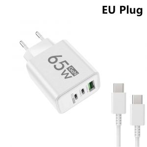 Chargeur Usb &Agrave; 3 Ports Pd Type C,Adaptateur De Charge Rapide Mural,Prise Eu Us Kr,Pour Iphone 16,Xiaomi,Samsung,Huawei--Eu White 1m Cc Cable - Neuf