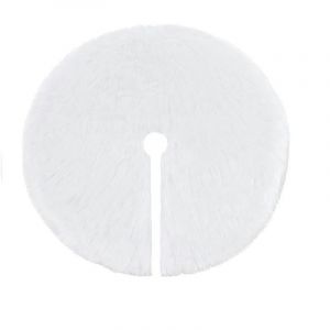 Jupe de sapin blanche en peluche avec bordure en fausse fourrure, id&eacute;ale pour les d&eacute;corations de No&euml;l. - Neuf
